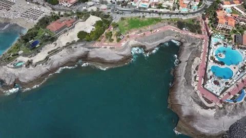 Aerial view of Playa del Duque, Tenerife, Canary Islands, Spain Stock Footage 301730646