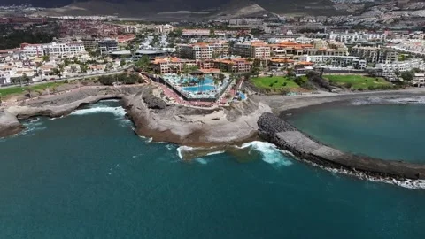 Aerial view of Playa del Duque, Tenerife, Canary Islands, Spain Stock Footage 301731906