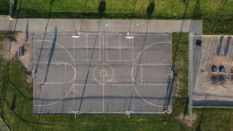 Aerial View of Playground Basketball Court Stock Footage