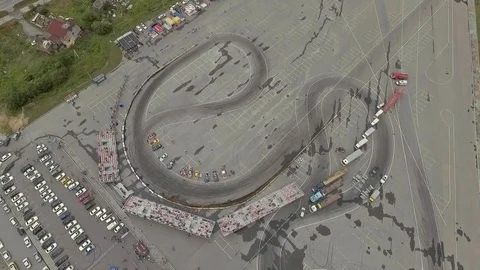 Aerial view playground for open drifting Stock Footage 98160872