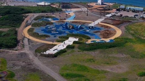 Aerial View, Playground Under Construction Beside Skate Park Vidéo 340454099