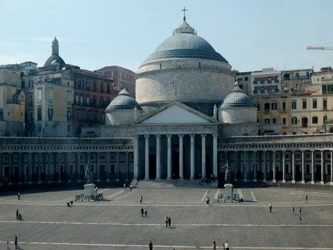 Aerial view of Plebiscito Square in Naples from Royal Palace. Naples, ITALY. Stock Footage 80558384