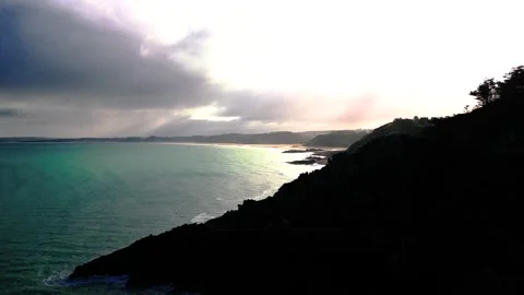 Aerial view of Pléneuf-Val-André coastline, France. Stock Footage 331850843