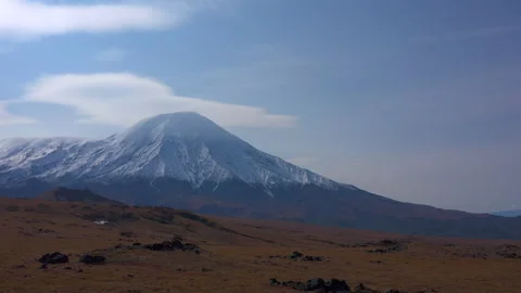 Aerial view of Plosky Tolbachik Volcano. Amazing nature of Kamchatka Video stock 142931153