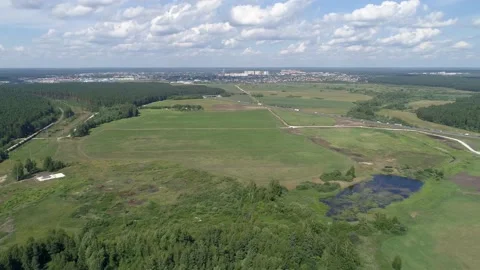 Aerial view of Plot for the construction of an industrial facility Vídeos de archivo 145700369