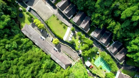 Aerial view of The Plot of land with house and swimming Pool Aerial Shot Stock Footage 233139829