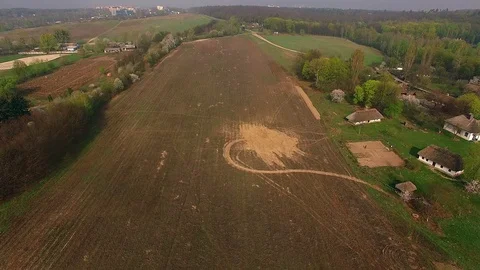 Aerial view of plough Stock Footage 87917377