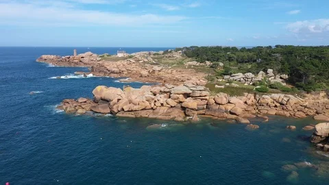 Aerial view of ploumanach lighthouse Stock-Footage 117471972