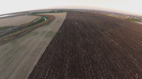 Aerial view  of Plowed field Stock Footage 40363869