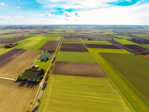 Aerial View Of Plowed Fields 스톡 사진