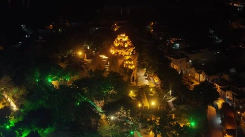 Aerial view of Po Nagar Cham Towers in nha trang city vietnam 库存影片 312082814