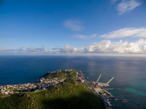 Aerial view of point blanche empty cruise facility. Foto stock