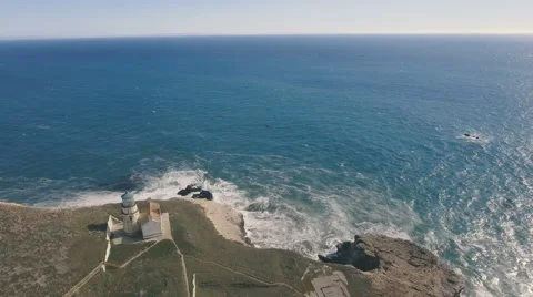 Aerial view of Point Conception Lighthouse Stock-Footage 68778185