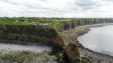 Aerial view of Pointe du Hoc, a D-day scenery of WWII Video stock 90997195