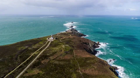 Aerial view of Pointe du Raz Coast Stock-Footage 131468826