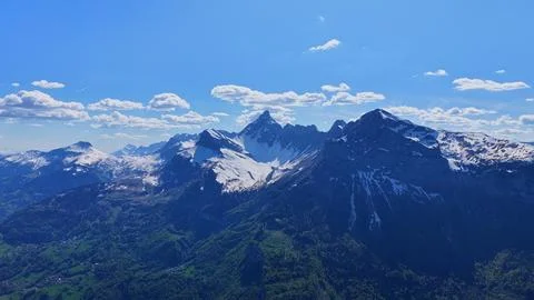 Aerial View Pointe Percee Summit French Alps  Fotos de archivo