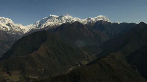 Aerial View: Pokhara Valley, view of mt.Machhapuchhre (Fishtail), Nepal. Stock Footage 37690918