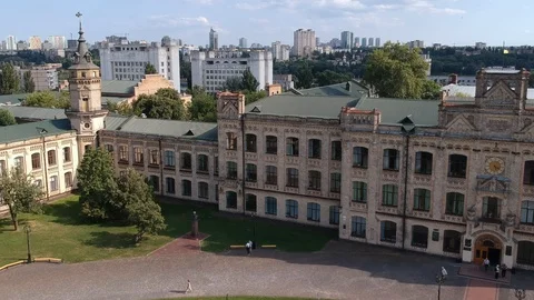 Aerial view Polytechnic Institute in Kiev in the summer. Stock Footage 128603239