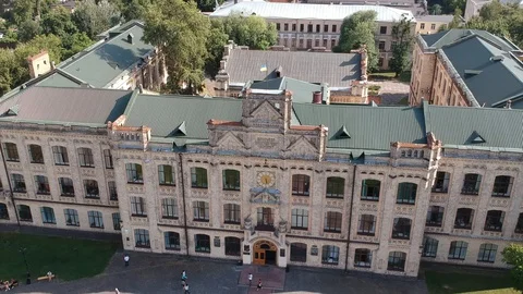 Aerial view Polytechnic Institute in Kiev in the summer. Video stock 128605265