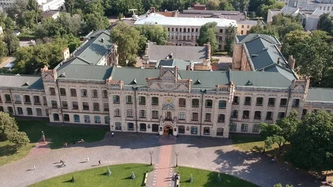 Aerial view Polytechnic Institute in Kiev in the summer. Stock Footage 128626005