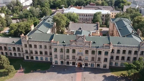 Aerial view Polytechnic Institute in Kiev in the summer. Stock Footage 128626357
