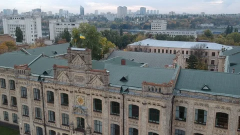 Aerial view Polytechnic Institute in Kiev in the summer. Stock Footage 128729822