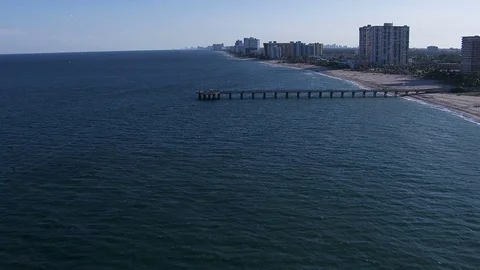 Aerial view Pompano Beach Pier Broward County Florida Stock-Footage 80169708