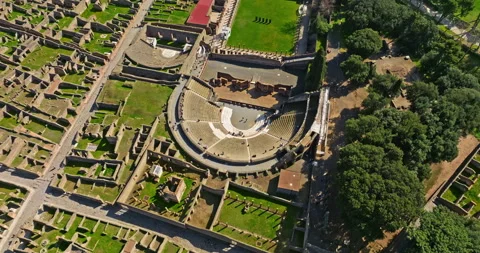 Aerial view of Pompeii. Pompeii is a large ancient Roman city, large-scale Video stock 310200025