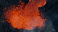Aerial View Pond Volcanic Magma Destroying Landscape Kilauea Stock Footage