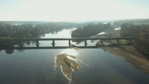 Aerial view of Pont Canal de Briare crossing la loire Video stock 144635474