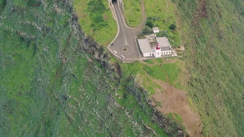Aerial view of Ponta do Pargo Lighthouse Stock Footage 72194995