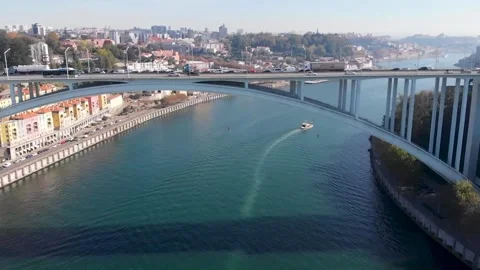 Aerial. View of Ponte de Arrabida - Porto - Portugal Stock Footage 157876521
