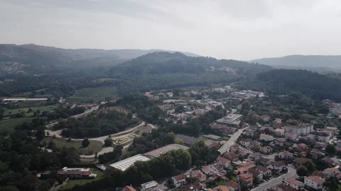 Aerial View of Ponte de Lima Vegetation and Mountain Landscape Stock Footage 341710517