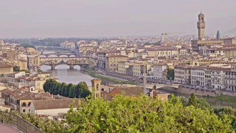 Aerial view of Ponte Vecchio bridge in Florence Stock Footage 75887631