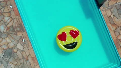 Aerial View Of Pool Float In The Swimming Pool Stock Footage 140388148