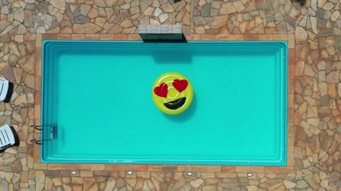 Aerial View Of Pool Float In The Swimming Pool Stock Footage 140388319