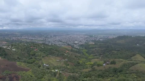 Aerial View of Popayán with Overcast Sky Stock Footage 329904279