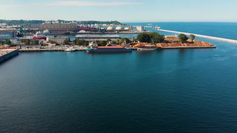Aerial view of a port Stock Footage 92007589