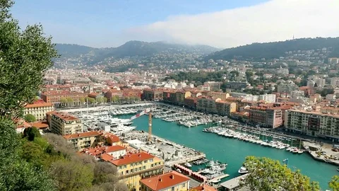 Aérial view of the port of Nice. Stock Footage 108936234