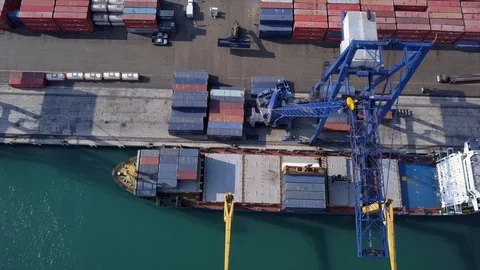Aerial view port structure Video stock 95727866