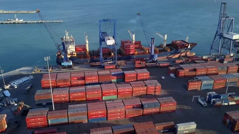 Aerial view port structure Video stock 95727916