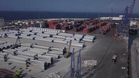 Aerial view port structure Video stock 95728352