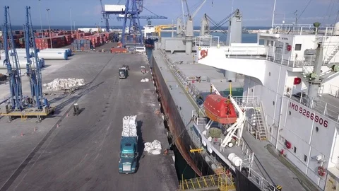 Aerial view port structure Video stock 95731493