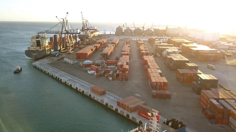 Aerial view port structure Video stock 95732252