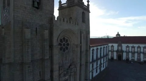 Aerial view of the Porto Cathedral or Se Catedral, Portugal Video stock 59069188