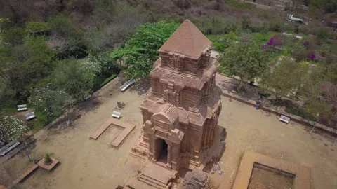 Aerial view of poshanu cham tower in phan thiet, vietnam Stock Footage 329485328