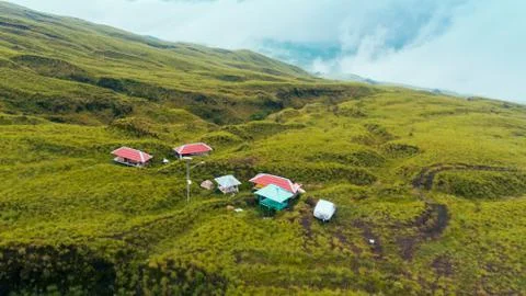 Aerial view of Post 3 of Mount Tambora via Doro Ncanga Track, Sumbawa Island 스톡 사진
