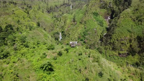 Aerial view post resting at the top of the mountain Stock-Footage 139024920