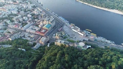 Aerial view of the Postal Square in the city of Kiev, Ukraine Stock Footage 103328818