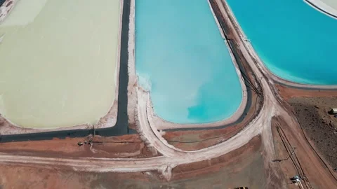 Aerial view of Potash Ponds in Moab, United States. Stock Footage 345402912